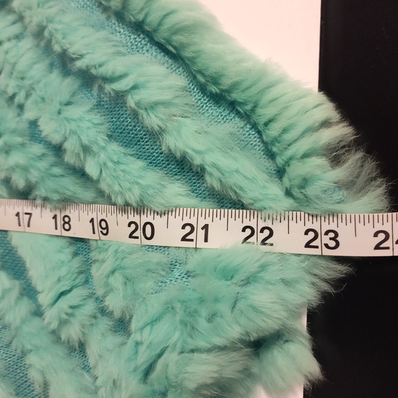 Wilsons Leather Maxima Genuine Rabbit Fur Poncho Cape Shawl - Aqua Green One - Picture 6 of 7